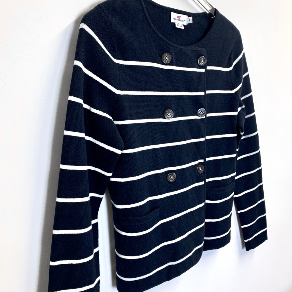 Vineyard Vines Striped Double Breasted Sweater